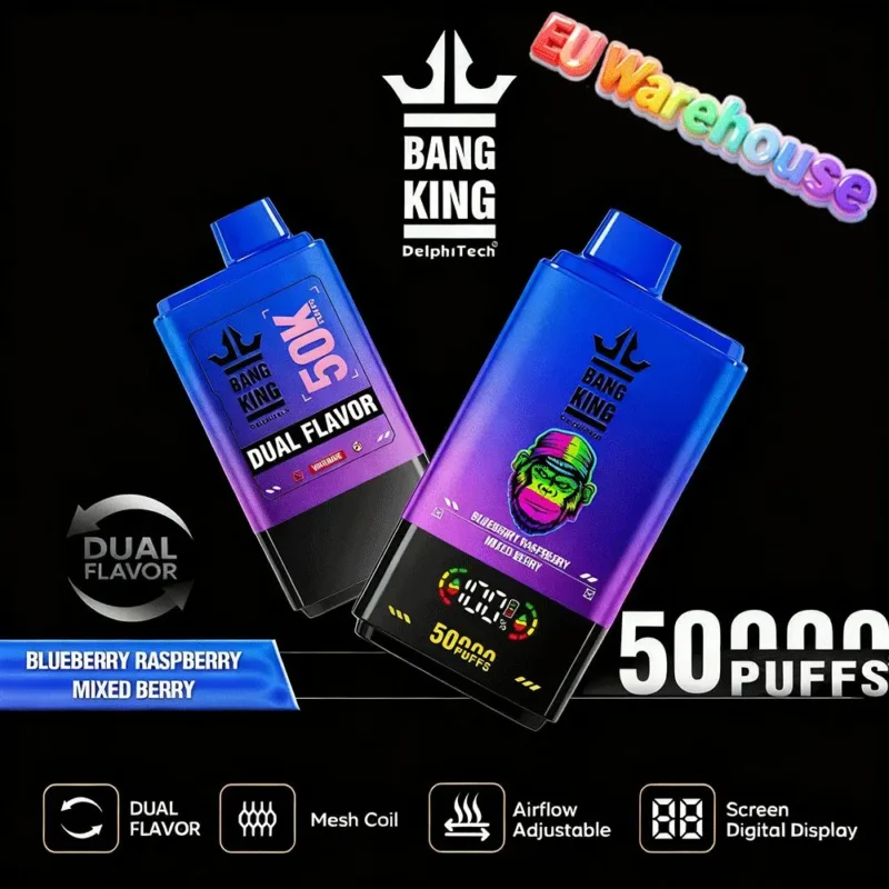 Bang King 50000 Puffs Disposable Vape 50k Blueberry Raspberry Mixed Berry Device