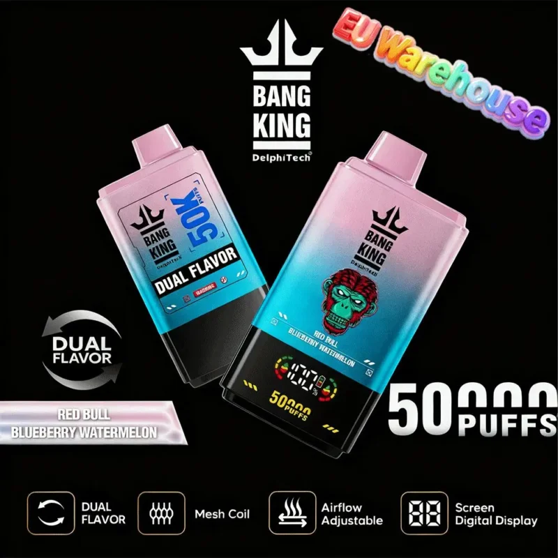 Bang King 50000 Puffs Disposable Vape 50k Red Bull Blueberry Watermelon Device