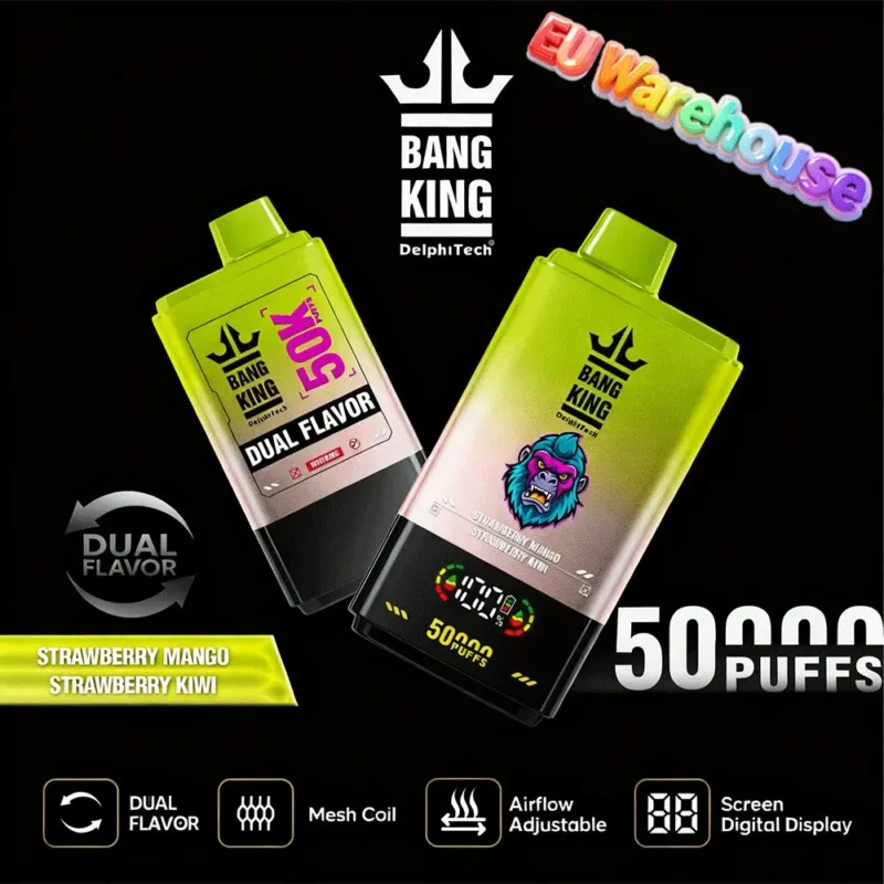 Bang King 50000 Puffs Disposable Vape 50k Strawberry Mango Kiwi Device