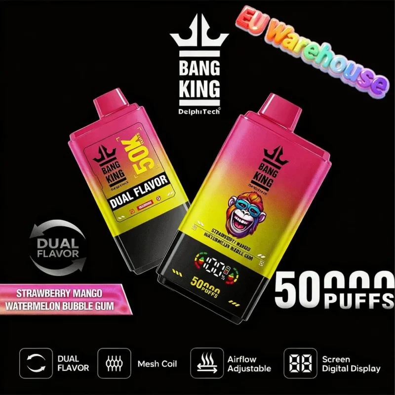 Bang King 50000 Puffs Disposable Vape 50k Strawberry Mango Watermelon Bubble Gum Device
