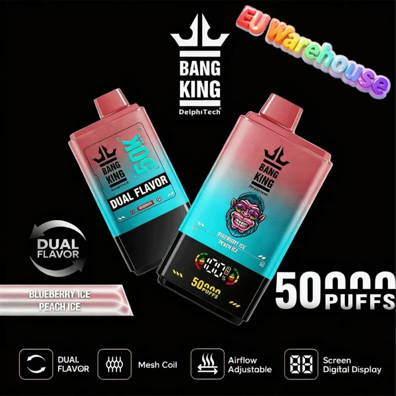 Bang King 50000 Puffs Disposable Vape 50k Blueberry Ice Peach Device