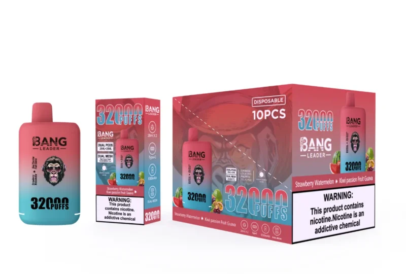 Disposable 32000 Puff Bang Leader 32k Strawberry Watermelonkiwi Passion Fruit Guava Vape Device