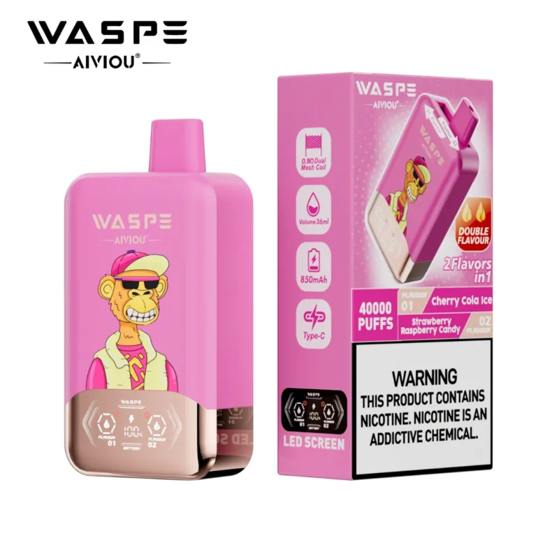 Puff 40k Waspe Cherry Cola Ice Strawberry Raspberry Candy 4 Disposable Vape Device