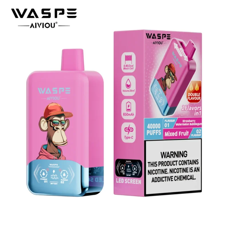 Puff 40k Waspe Strawberry Watermelon Bubblegum Mixed Fruit Disposable Vape Device