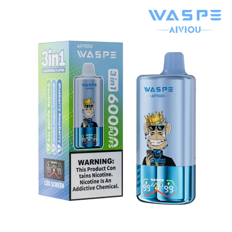 Puff 60k Waspe Aiviou 60000 Puffs Blueberry Raspberry Cotton Candy Double Apple Ice Disposable Vape Device