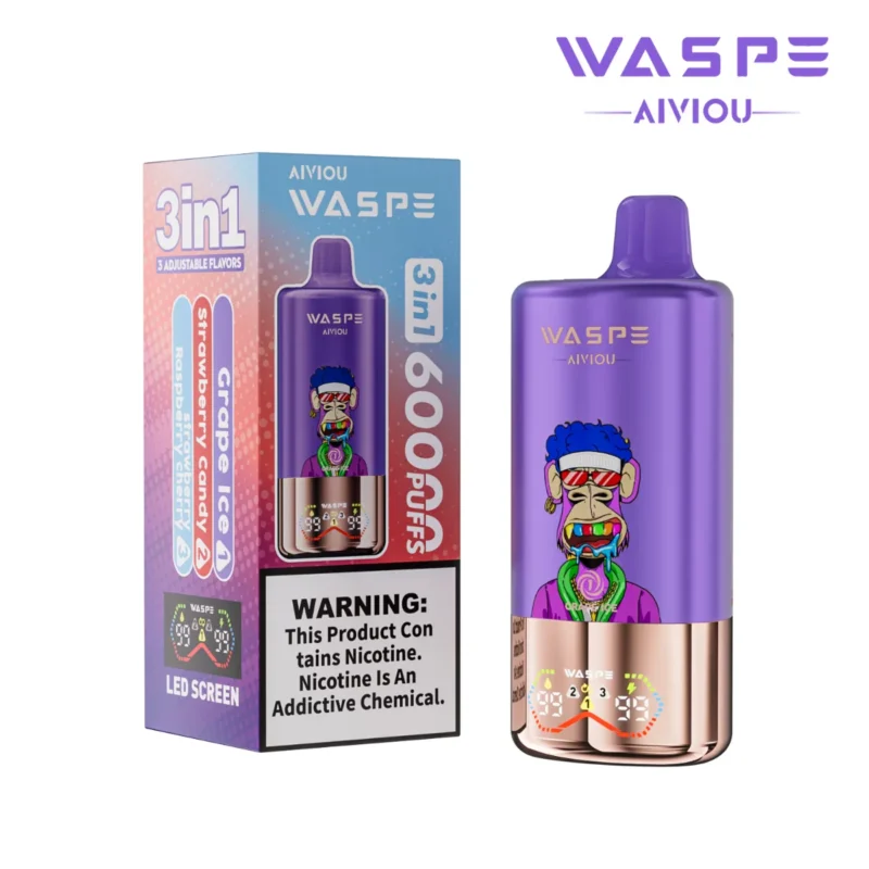 Puff 60k Waspe Aiviou 60000 Puffs Grape Ice Strawberry Candy Raspberry Cherry Disposable Vape Device