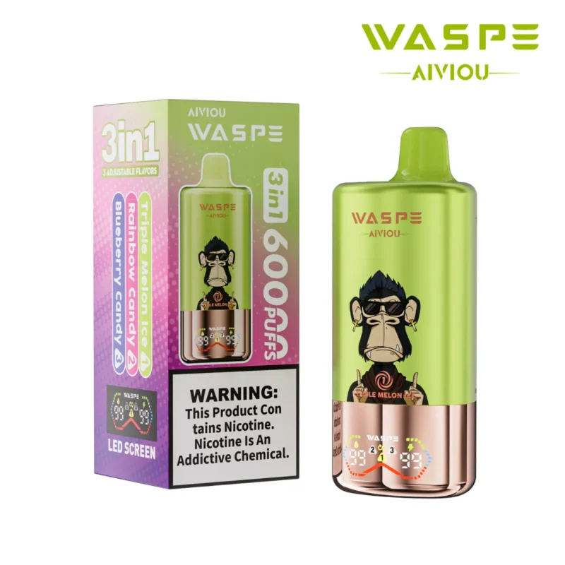 Puff 60k Waspe Aiviou 60000 Puffs Triple Melon Ice Rainbow Candy Blueberry Disposable Vape Device