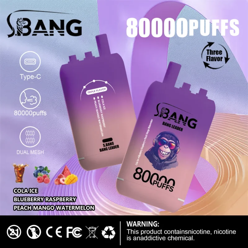 Puff 80k Bang Leader Disposable Vape Cola Ice Blueberry Raspberry Peach Mango Watermelon Device
