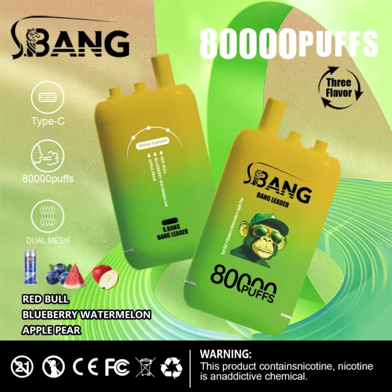 Puff 80k Bang Leader Disposable Vape Red Bull Blueberry Watermelon Apple Pear Device