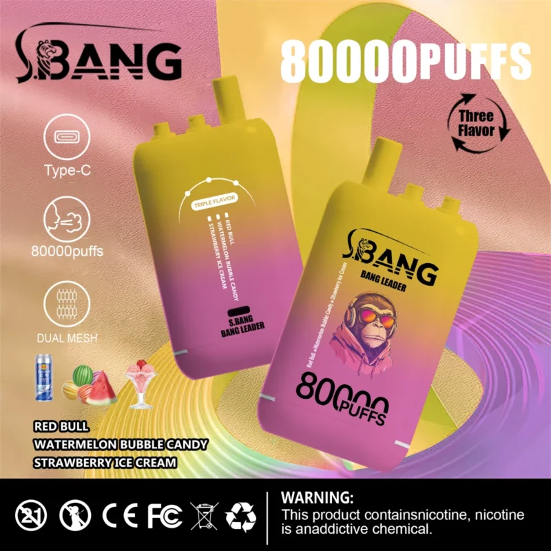 Puff 80k Bang Leader Disposable Vape Red Bull Watermelon Bubble Candy Strawberry Ice Cream Device