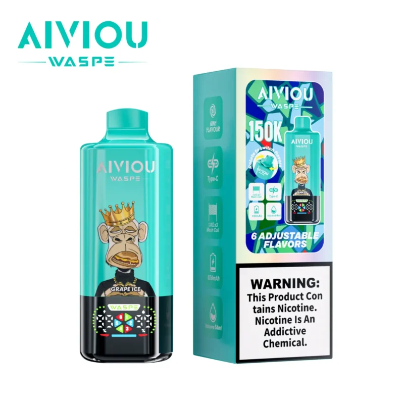 Vape100k Waspe Aiviou 100000 Puffs 6 In 1 Flavors Grape Ice Blue Razz Cherry Strawberry Disposable Vape Device