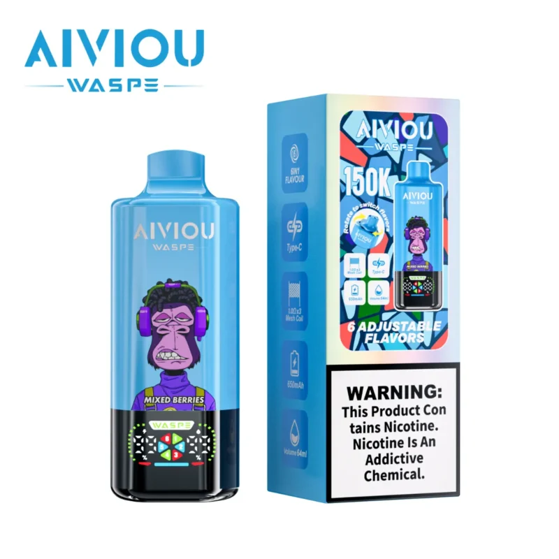 Vape100k Waspe Aiviou 100000 Puffs 6 In 1 Flavors Mixed Berries Black Dragon Ice Strawberry Cherry Cola Disposable Vape