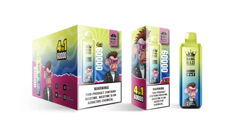 Bang Blaze 60k Vape Puffs Blueberry Ice Peach Rainbow Candy Lemon Sour Orange Dispositif jetable