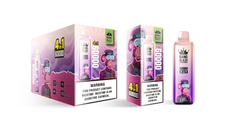 Bang Blaze 60k Vape Puffs Blueberry Raspberry Grape Ice Berry Aloe Mango Melon Dispositif jetable