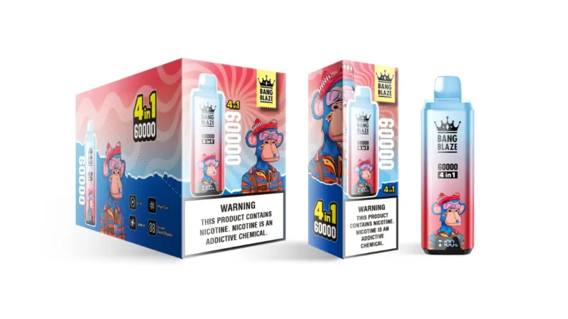 Bang Blaze 60k Vape Puffs Energy Drink Fraise Banane Mangue Pêche Abricot Fruit de la Passion Kiwi Citron Vert Dispositif jetable