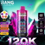 Bang Legend 120k Vape – 120 000 zaciągnięć: jagoda, malina, brzoskwinia, mango, arbuz, wiśnia, cola, winogrono, jeżyna, lód, morela.j