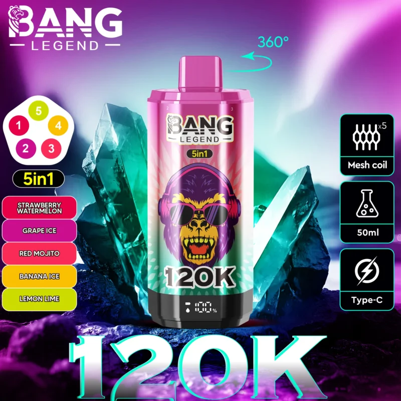 Bang Legend 120k Vape 120 000 zaciągnięć – truskawka, arbuz, winogrono, lody, czerwone mojito, banan, cytryna, limonka.jpg – urządzenie jednorazowe