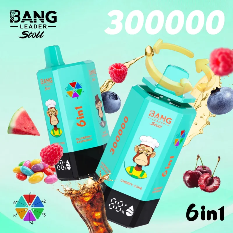 Suvaper Bang Leader 300k Puff Cherry Coke Blueberry Raspberry Black Dragon Ice Rainbow Candy Fuji Watermelon Sour Peach