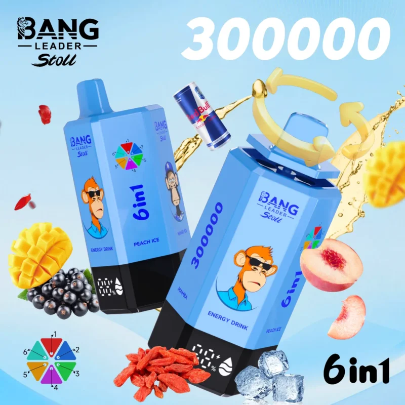 Suvaper Bang Leader 300k Puff Energy Drink Peach Ice Mango Goji Berry Blackcurrant Mamba Disposable Vape Device