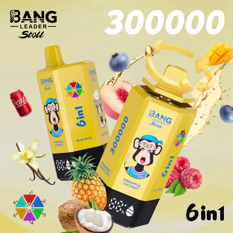 Suvaper Bang Leader 300k Puff Pineapple Coconut Blue Razz Mixed Berries Mango Peach Blueberry Raspberry Strawberry Vanil
