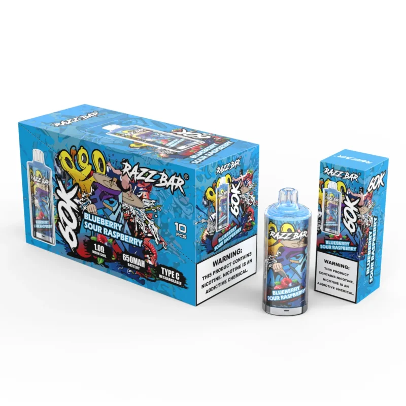 Jednorazowe urządzenie vape Suvaper Razz Bar 60000 Puffs Blueberry Sour Raspberry