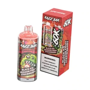 Suvaper Razzbar60k Puff 60k 60000 Puffs Black Ice Dragon Fruit Strawberry Disposable Vape Device