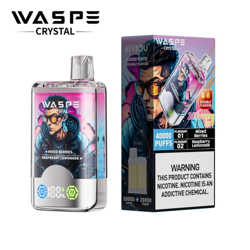waspe crystal 40k puff 40k - Mixed Berries - Raspberry Lemonade Waspe Crystal 40k Puff Mixed Berries Raspberry Lemonade Disposable Vape Device