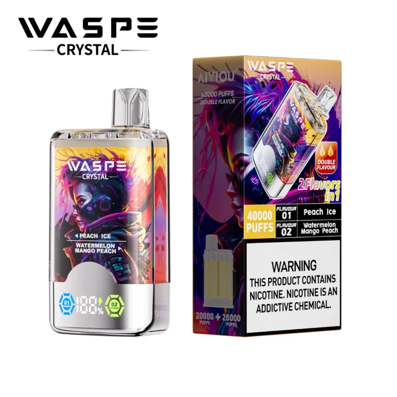 Waspe Crystal 40k Puff Peach Ice Watermelon Mango Disposable Vape Device