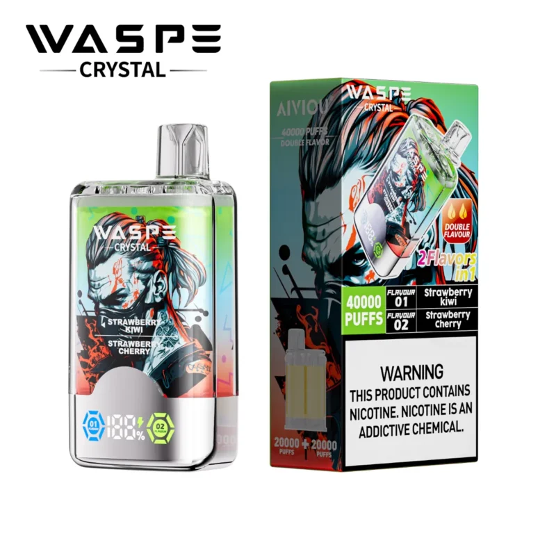 Waspe Crystal 40k Puff Strawberry Kiwi Cherry Disposable Vape Device