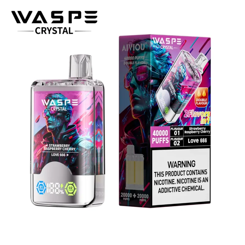 Waspe Crystal 40k Puff Strawberry Raspberry Cherry Love 666 Disposable Vape Device