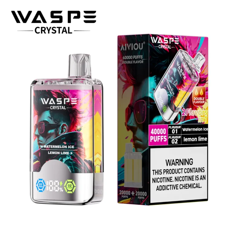Waspe Crystal 40k Puff Waterlon Ice Lemon Lime Disposable Vape Device