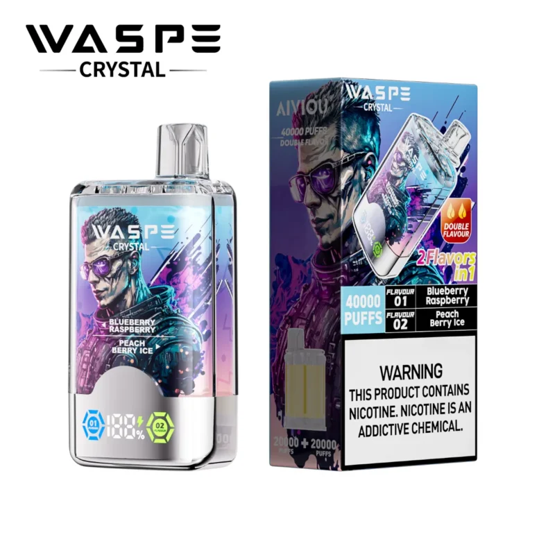 Waspe Crystal 40k Puff 40kblueberry Raspberry Peach Berry Ice Disposable Vape Device