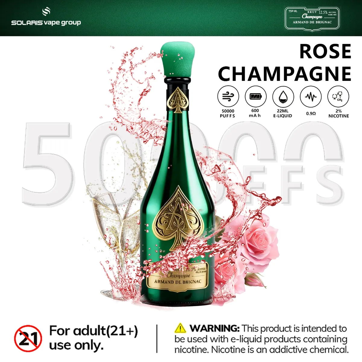 Suvaper Ace Of Spades Champagne Armand De Brignac 50000 50k Puffs Disposable Vape 09 Device