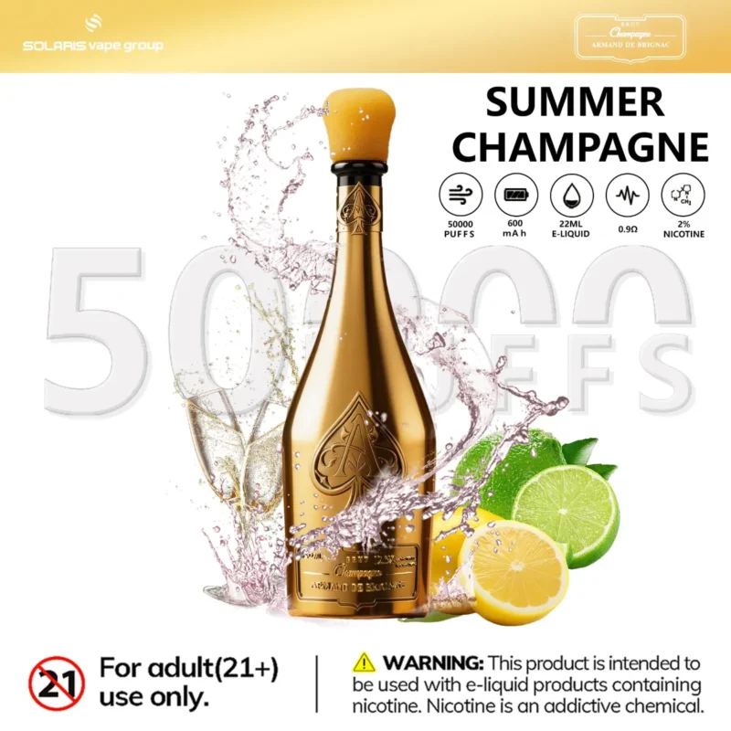 Suvaper Ace Of Spades Champagne Armand De Brignac 50000 50k Puffs Disposable Vape 13 Device