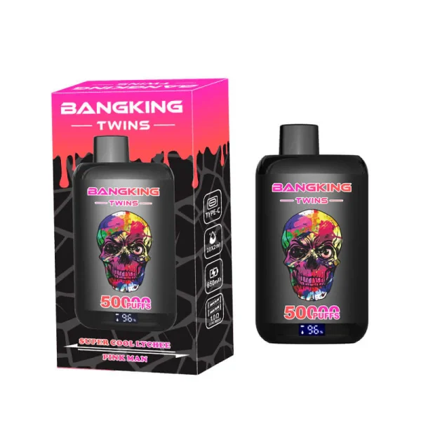 Suvaper Bang King Twins 50000 50k Puff Dual Flavor Disposable E Cigarette 2 In 1 Salt Nic Vapes With Super Cool Lychee P