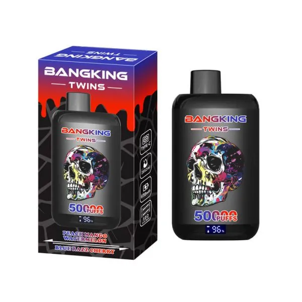 Suvaper Bang King Twins 50000 50k Puff Dual Flavor Disposable E Cigarette 2 In 1 Vapes With Peach Mango Watermelon Blue