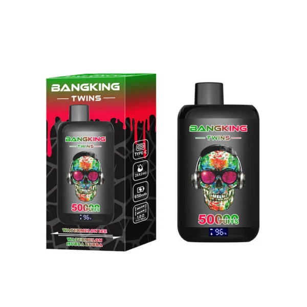 Suvaper Bang King Twins 50000 50k Puff Dual Flavor Disposable E Cigarette 2 In 1 Vapes With Watermelon Ice Hubba Bubba V