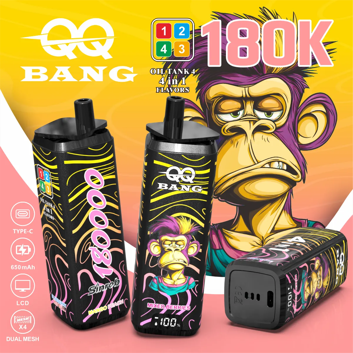 Suvaper Qq Bang 180k 4 In 1 Flavor Puff Disposable Vape02 Vape Device