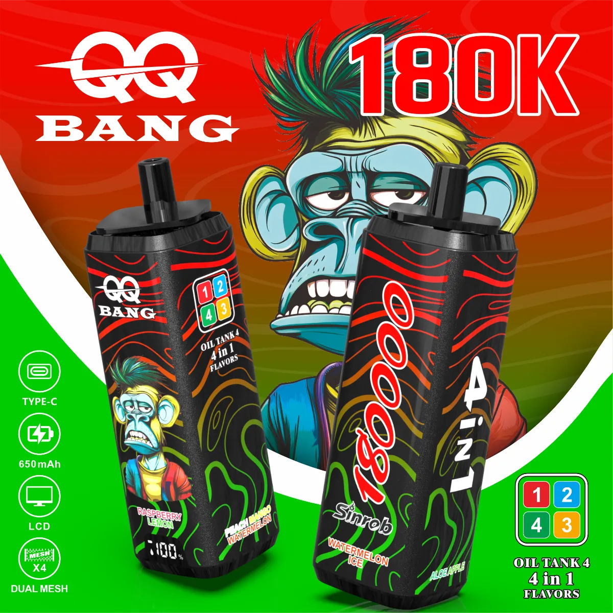 Suvaper Qq Bang 180k 4 In 1 Flavor Puff Disposable Vape03 Vape Device