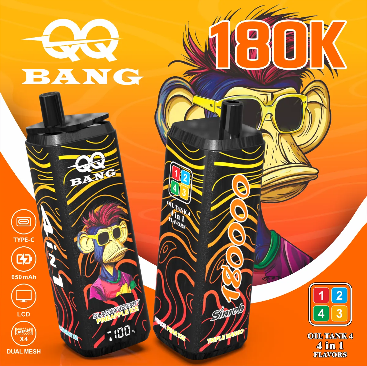 Suvaper Qq Bang 180k 4 In 1 Flavor Puff Disposable Vape04 Vape Device