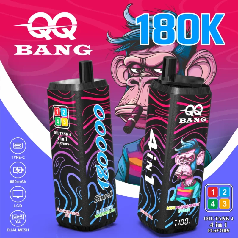 Suvaper Qq Bang 180k 4 w 1 Flavor Puff Jednorazowy Vape05 Urządzenie Vape