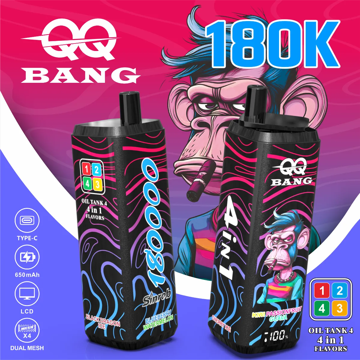 Suvaper Qq Bang 180k 4 In 1 Flavor Puff Disposable Vape05 Vape Device