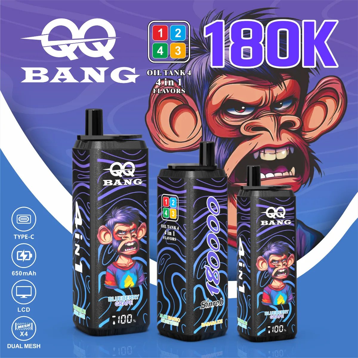 Suvaper Qq Bang 180k 4 In 1 Flavor Puff Disposable Vape06 Vape Device