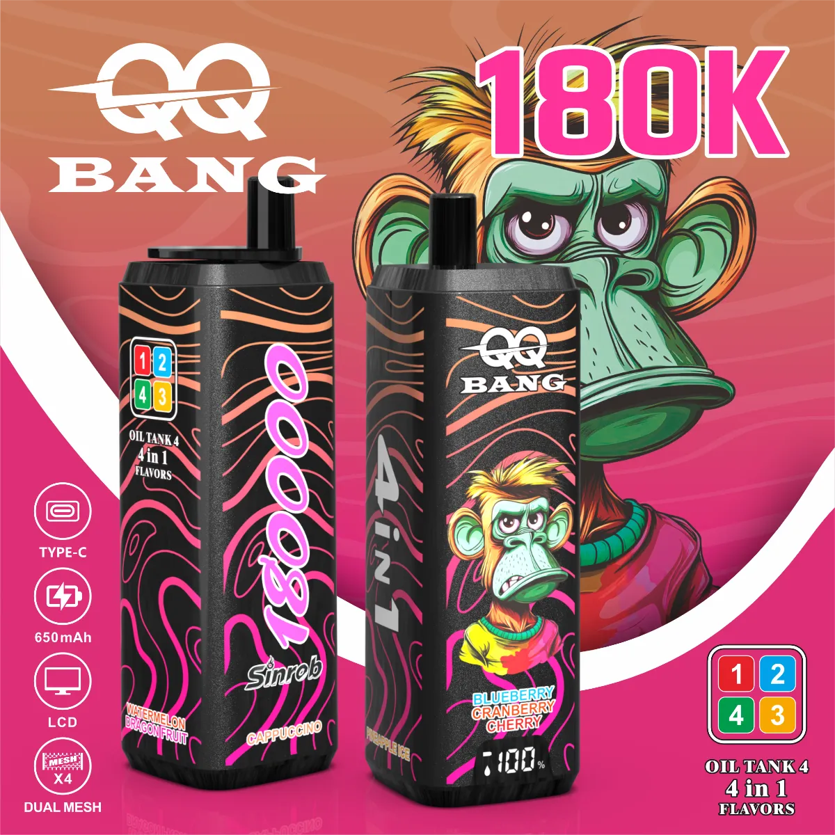 Suvaper Qq Bang 180k 4 In 1 Flavor Puff Disposable Vape07 Vape Device