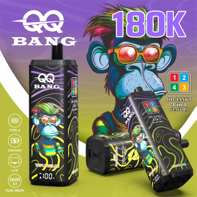 Suvaper Qq Bang 180k 4 w 1 Flavor Puff Jednorazowe urządzenie Vape08 Vape