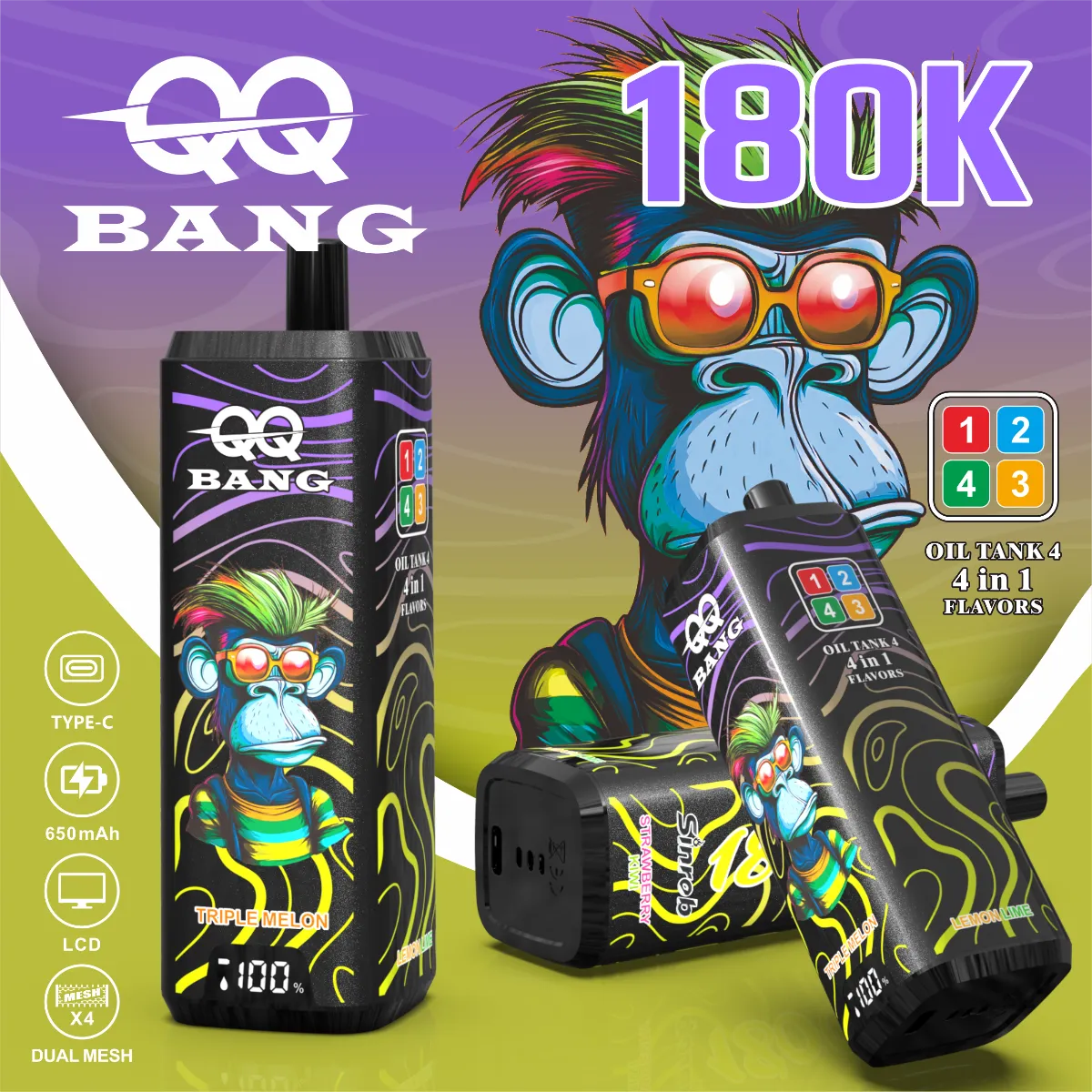 Suvaper Qq Bang 180k 4 In 1 Flavor Puff Disposable Vape08 Vape Device