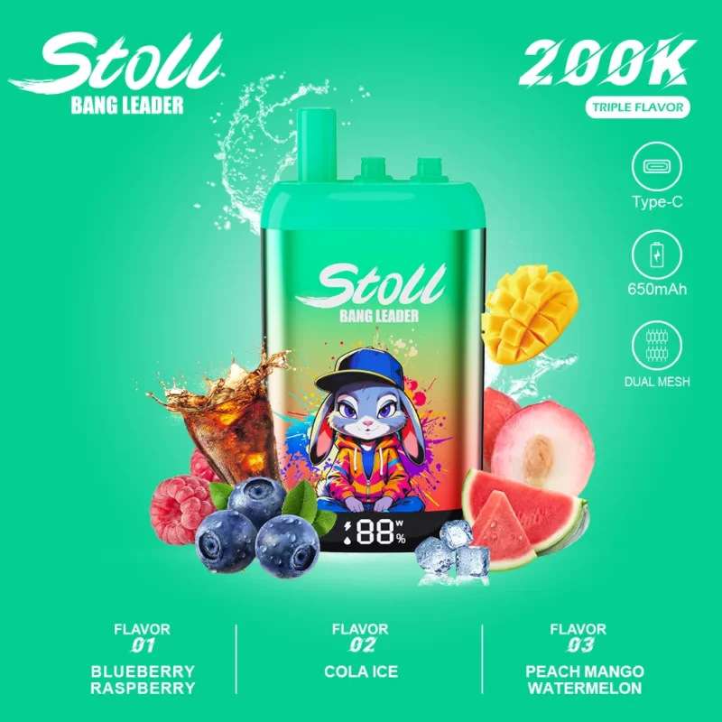 Suvaper Bang Leader 200k Blueberry Raspberry Cola Ice Peach Mango Watermelon 3 In 1 Flavor Disposable Vape Device