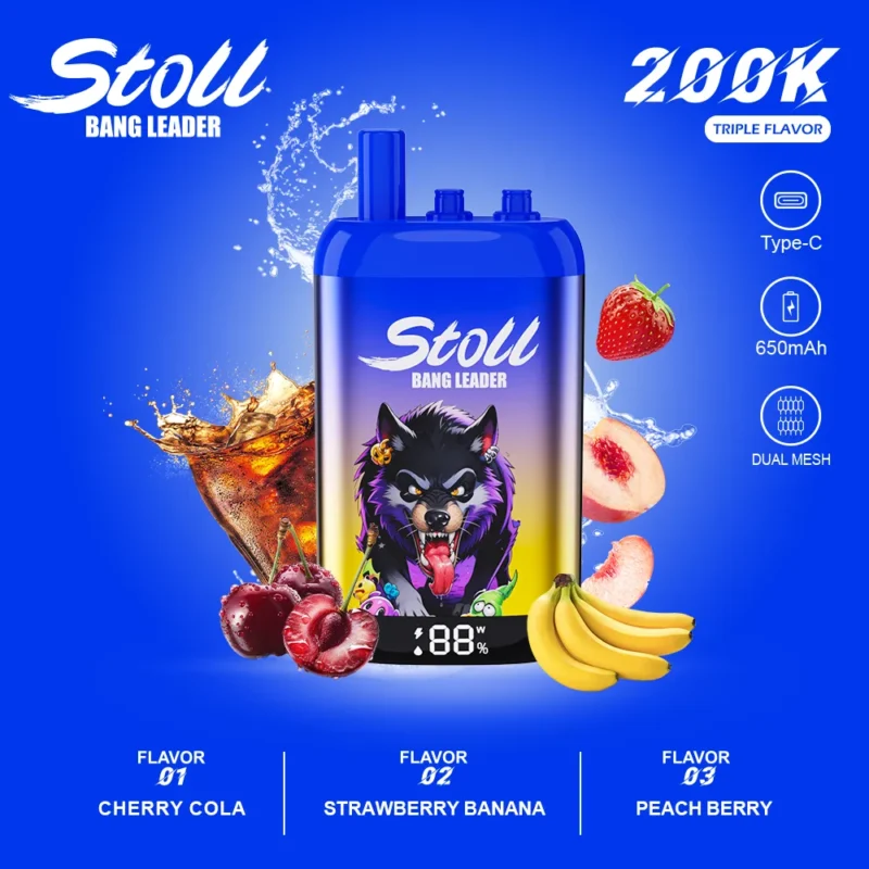 Suvaper Bang Leader 200k Cherry Cola Strawberry Banana Peach Berry 3 In 1 Flavor Disposable Vape Device