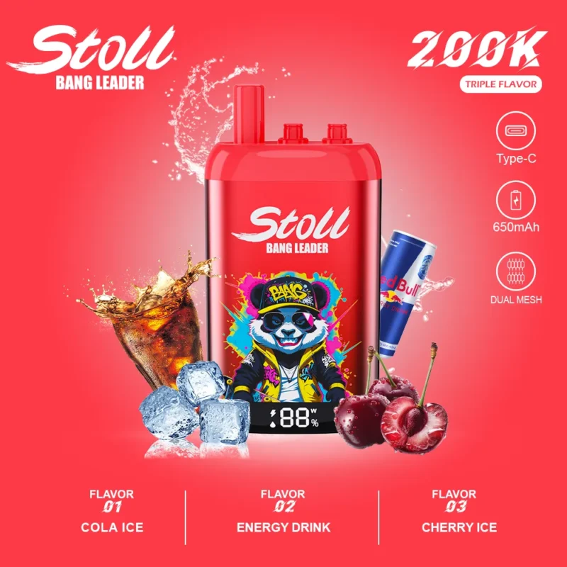 Suvaper Bang Leader 200k Cola Ice Energy Drink Cherry 3 In 1 Flavor Disposable Vape Device detail