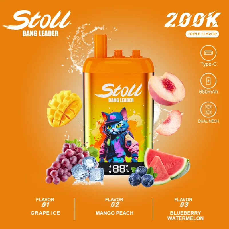 Suvaper Bang Leader 200k Grape Ice Mango Peach Blueberry Watermelon 3 In 1 Flavor Disposable Vape Device